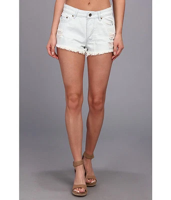 NUEVO CON ETIQUETAS ROXY Smeaton Nuevos Pantalones Cortos Denim Blanqueadores Cintura Alta Deshilachados VENTA AL POR MENOR $49.50 Foto 1 de 4