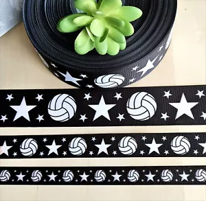 5/8, 7/8 & 1.5" (1 YD) Volleyball Grosgrain Ribbon Sports Beach Volleyball Cheer - Picture 1 of 1