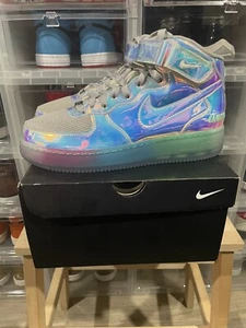 Size 9-Nike Air Force 1 Mid Iridescent ID Blue/Multicolor/Violet 779425-991 READ - Picture 1 of 12