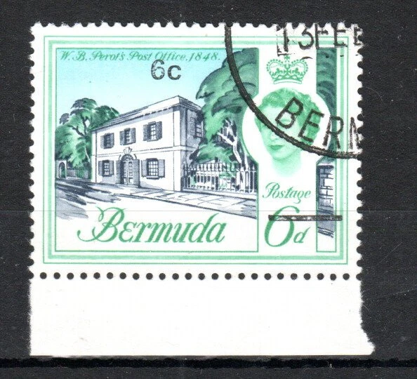Bermuda 1970 6c on 6d Decimal Currency surcharge inverted wmk SG 237w FU CDS - Image 1 of 1