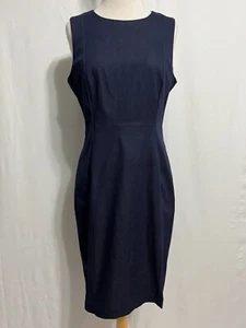 Calvin Klein Sleeveless Sheath Dress Navy w/White Pinstripe Sz 8 New NWT $89.98 - Picture 1 of 19