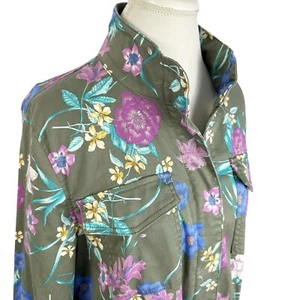 Lane Bryant Olive Green Floral Anorak Jacket Utility Pockets Size 14 / 16 XL - Picture 1 of 13
