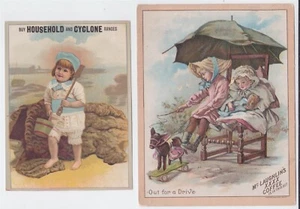 2 CARTE COMMERCIALI VITTORIANE XXXX GAMME CAFFÈ E CICLONI BELLISSIMI BAMBINI - Foto 1 di 2