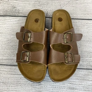 Sandalias Riyhad Slides para mujer talla 10 sin cordones punta abierta informales marrón imitación cuero - Imagen 1 de 8