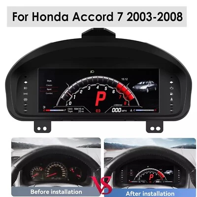 Cuadro de instrumentos digital LCD de 10,25 para velocímetro automático Honda Accord 2003-2008 Foto 1 de 4