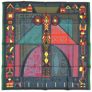 HERMES Scarf Carre 90cm NDOP 100% Silk Vert Loden Green Red Multi R1730 - Picture 1 of 5