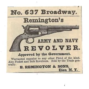 Anuncio de periódico pequeño del ejército y la marina de Remington de la década de 1890 - Ilion NY - armas de fuego - Imagen 1 de 2