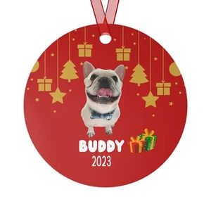 Custom Christmas Dog Photo with Name Metal Ornaments  - Picture 1 of 4