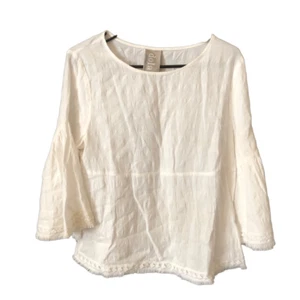 Anthropolgie Dolan The Left Coast Evamarie Bell Sleeve Fringe Top White Size S N - Picture 1 of 6