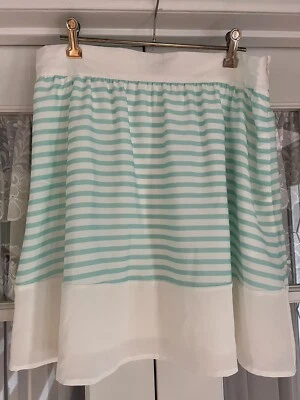 Falda Cremieux Mujer Línea A Aqua/Blanco Forrada Rayas Talla 10 $79 Foto 1 de 4