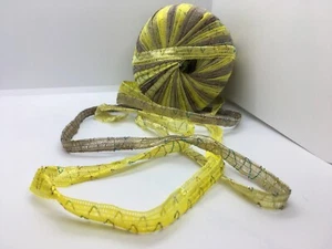 Tinkerbella Berlini Wide Ribbon Yarn #1 Fielark - Yellow Taupe Brown 50gr 33yds - Picture 1 of 3