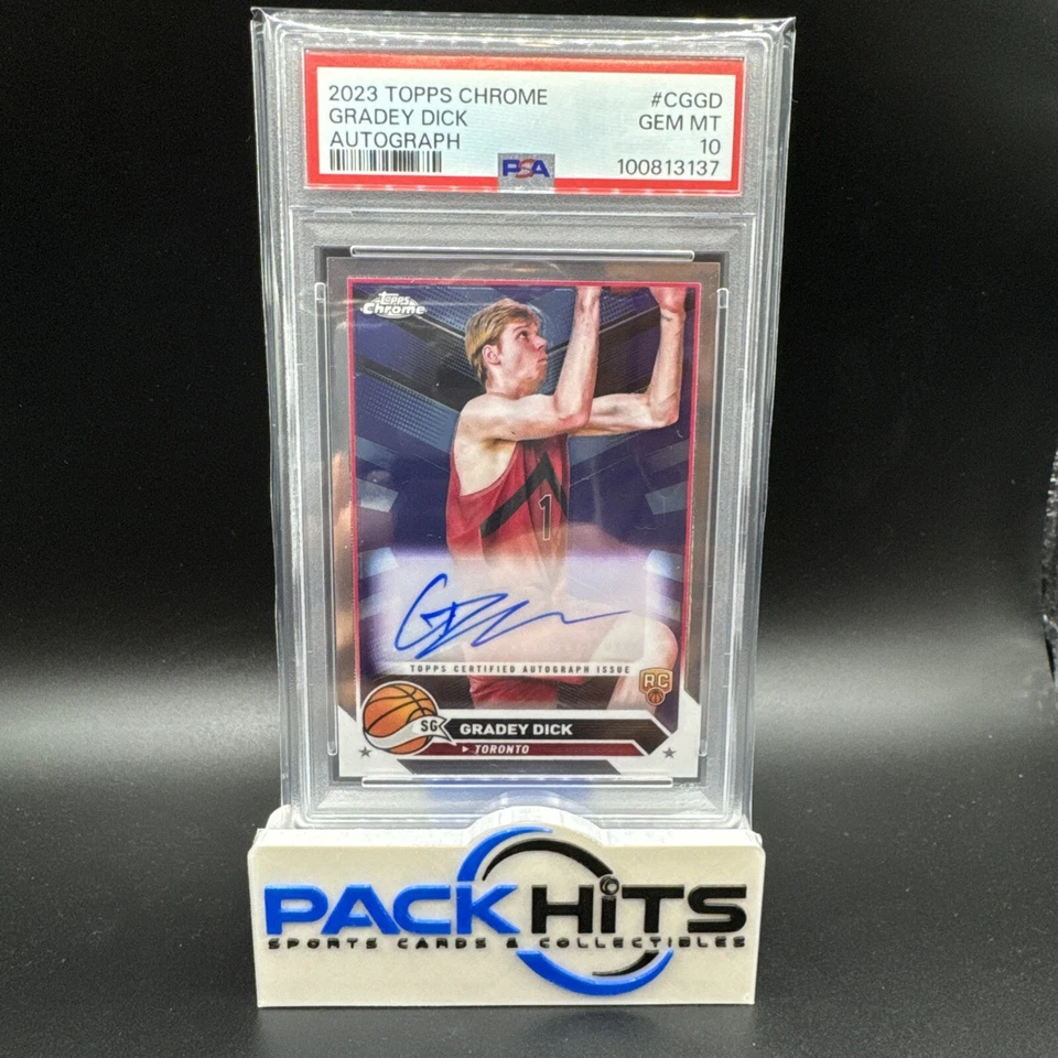 2023-24 Topps Chrome #CG-GD Gradey Dick Autograph Signature Auto Card PSA 10 Gem - Image 1 of 4