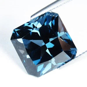 12,63 kt Atemberaubender natürlicher London Blautopas 12,5 mm Strahlender Schliff Brasilien Edelstein - Bild 1 von 3