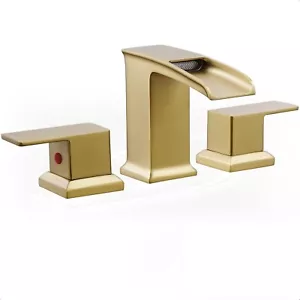 Bathroom Faucet for Sink Bathtub 3 Hole 8 inch Spread Brushed Gold - Picture 1 of 3