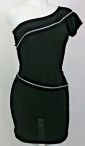 Mini Vestido Corto XS Forever 21 Detalle Cremallera Regular Negro Un Hombro Bodycon 00 - Imagen 1 de 10