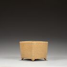 3.9" China Antique Song Dynasty Porcelain Ge Kiln Ice Crack Square Brush Washer
