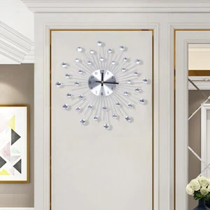 Modern Large Wall Clock 3D Metal Wall Watch Silent Home Living Room Luxury Decor - Picture 1 of 22