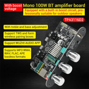 ZK-1001U Modulo Amplificatore di Potenza Audio Bluetooth Mono 100W Regolazione Bassi Alti USA - Foto 1 di 20