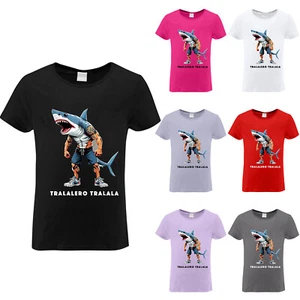 Tralalero Tralala Italian Brainrot Meme T-Shirt Boy's Casual Loose Sports Shirts - Picture 1 of 30
