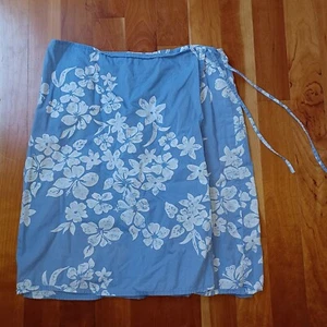 Vtg 90s 00s American Eagle Outfitters Hawaiian Skirt Blue Flower Floral Sz 0 XS - Picture 1 of 8