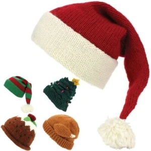Beanie Hat Wool Elf Santa Christmas Pudding Turkey Xmas Cap LoudElephant Knit - Picture 1 of 87
