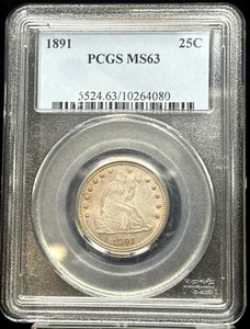 1891 Seated Liberty Quarter- PCGS Graded MS63 **Amazing Mint Luster** - Picture 1 of 4