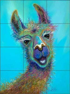 Llama Tile Backsplash Susan Libby Animal Art Ceramic Mural SLA076 - Picture 1 of 2