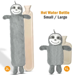 1/2L Extra Long Hot Water Bottle With Faux Fur Removable Cover Full Body Warmish - Picture 1 of 20