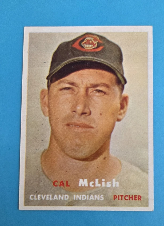 1957 Topps RC #364 Cal McLish Cleveland Indians BASEBALL Card 9D - Image 1 of 2