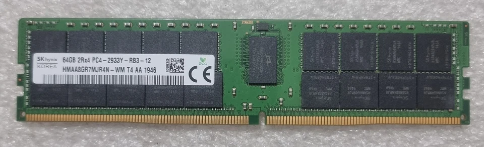SK Hynix 1x64GB 2Rx4 PC4-2933Y 64GB PC4-23400 ECC Server Memory HMAA8GR7MJR4N - Image 1 of 1