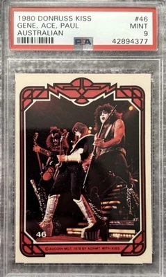 POP 2 PSA 9 Ace Frehley 1980 Donruss KISS Australia Gene Simmons Paul Stanley 0^ - Image 1 of 3