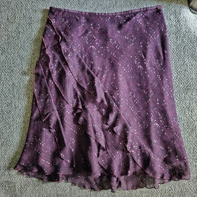 Falda Ann Taylor Loft Para Mujer Talla 4P Pequeña Línea A Forrada Volantes Negocios Foto 1 de 4