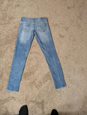 Yaso Women's Size 3/4x27 Blue Stretch Skinny Jeans Embroidered 5-Pocket Cotton - Image 1 of 4