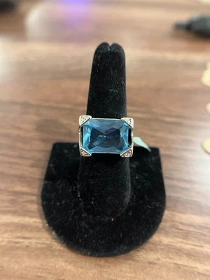 Anillo de diseñador Lauren G. Adams talla 8 cristal azul R43211 ZQG Foto 1 de 4