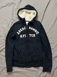 Vintage Abercrombie & Fitch Hoodie Herren Small Navy Reißverschluss Mohair Y2K - Bild 1 von 5
