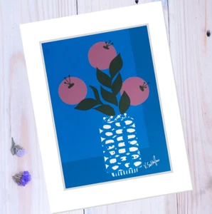 Blumenkunst Original Abstrakt Blume 8x10 Siebdruck Modern Pop Art Minimalistisch - Bild 1 von 1