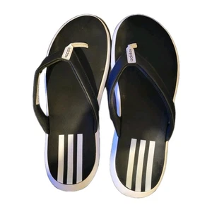 Adidas Black And White Comfort Flip Flops Sandals Men's 11 - Picture 1 of 4