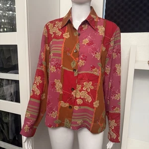 J.H. Collectibles Langarmbluse mit Blumenmuster und Knopfleiste Damen Medium  - Bild 1 von 11