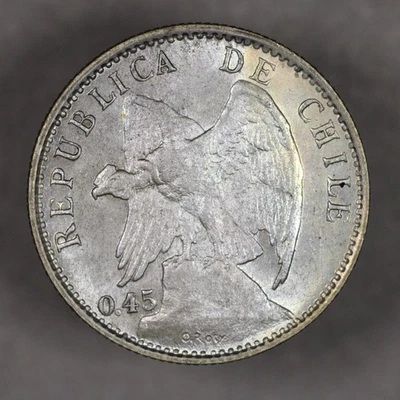 1916 Chile Silver 20 Centavos Uncirculated - Image 1 of 2