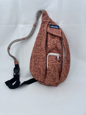 Kavu Rope Sling Bag Regular Size Crossbody Coral Orange Black Tiger Beats Print - Image 1 of 4