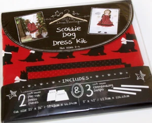 Girls Dress Kit Sewing Kit Scottie Dog Pattern Size 2-4 Red Black Easy to Make - Picture 1 of 4