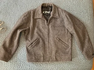 Vintage Schott grey wool zip mechanic bomber jacket 40 mens made in USA - Picture 1 of 5