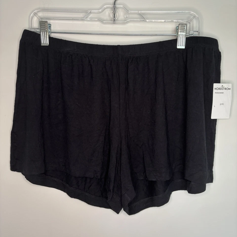 NORDSTROM RACK NOVO Pijama Curto Feminino Grande Preto Pullon Elástico Confortável - Imagem 1 de 3