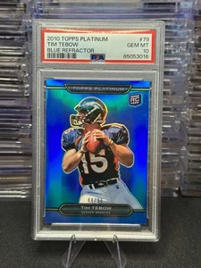 2010 Topps Platinum Tim Tebow #79 Blue Refractor PSA 10 RC - Picture 1 of 2