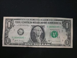 2007 $1.00 STAR   FEDERAL RESERVE NOTE #G16085595* - Picture 1 of 4