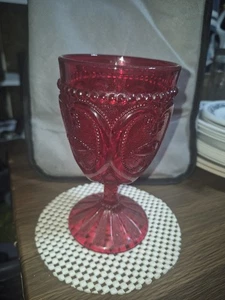 L.G. Wright Glas Rubinrot Schatz 60er Jahre Weinglas mit Fuß geprägt 6 Zoll - Bild 1 von 4