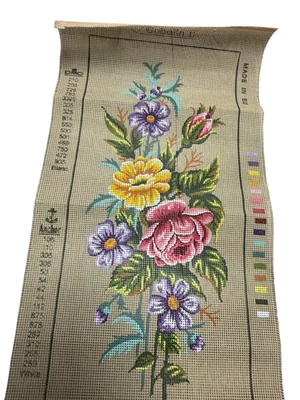 Needlepoint Tapestry Canvas Floral Flower Botanical Canvas Gobelin 30 X 60 - Image 1 of 3