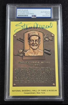 STAN MUSIAL Signed Hall of Fame Induction Postcard-ST. LOUIS CARDINALS-PSA - Image 1 of 4