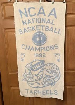 VTG 1982 UNC Tar Heels National Basketball Champions Beach Towel Rameses Jordan - Image 1 of 4