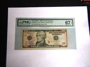 FR.2039-L* 2004-A $10 FW *STAR* FRN SAN FRANCISCO, CA PMG GEM UNCIRCULATED-67EPQ - Picture 1 of 10